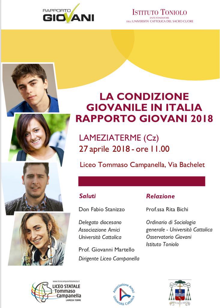 Liceo Campanella, venerdì presentazione del Rapporto Giovani