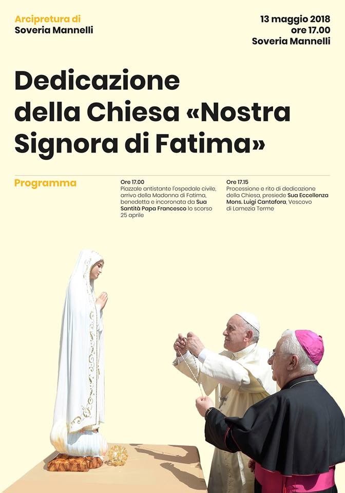 Il 13 maggio dedicazione della Chiesa di Soveria Mannelli alla Madonna di Fatima