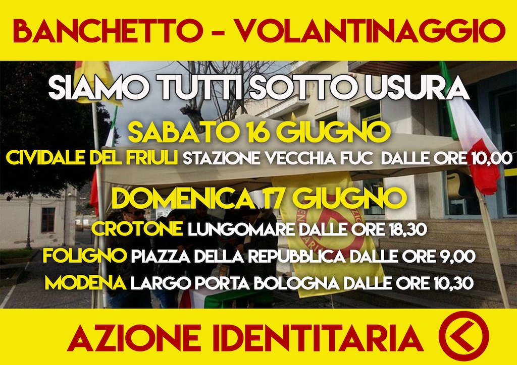 Azione Identitaria. Banchetto informativo sulla sovranità monetaria