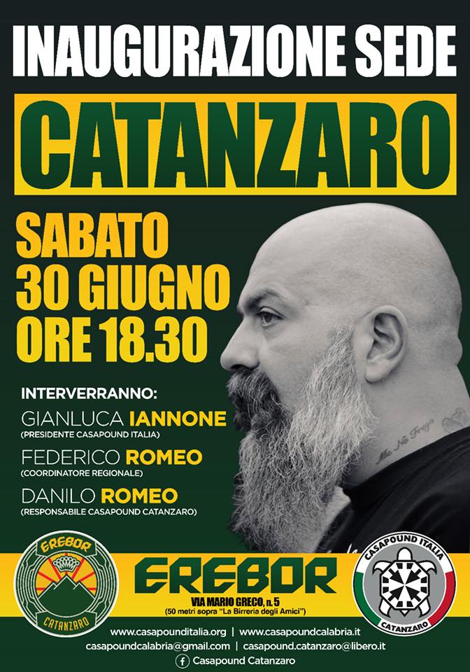 Catanzaro, sabato l'apertura della sede di CasaPound