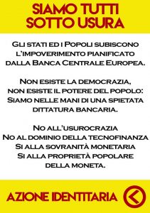 Azione Identitaria. Banchetto informativo sulla sovranità monetaria