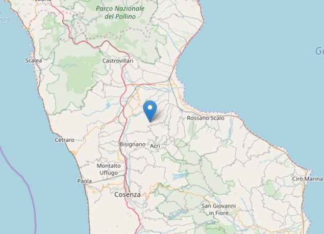 Terremoto di magnitudo 2.1 ML a San Demetrio Corone (CS)