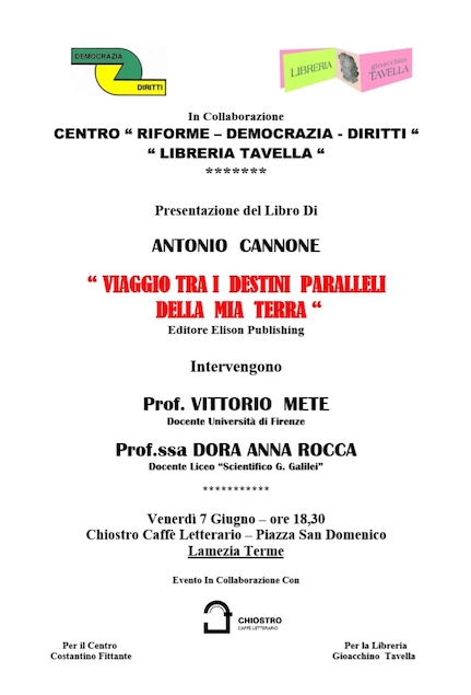 Lamezia. Il 7 giugno la presentazione del nuovo libro di Antonio Cannone