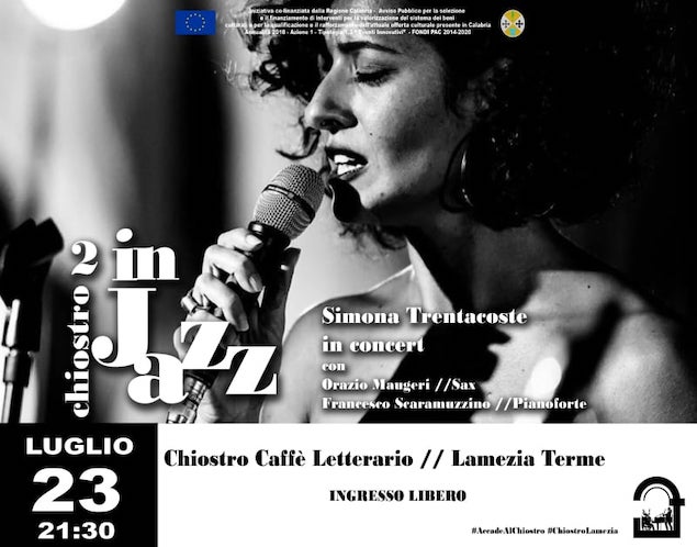 Il 23 luglio Simona Trentacoste in concerto al Chiostro Caffè Letterario