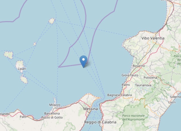 Terremoto di magnitudo ML 2.0 al largo della costa calabrese