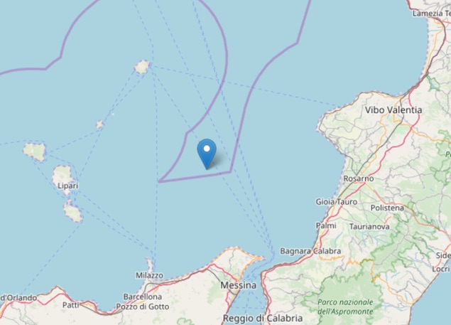 Terremoto di magnitudo ML 4.0 al largo della costa calabrese