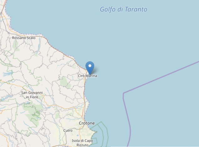 Terremoto: nella notte scossa di magnitudo ML 2.0 a Cirò Marina