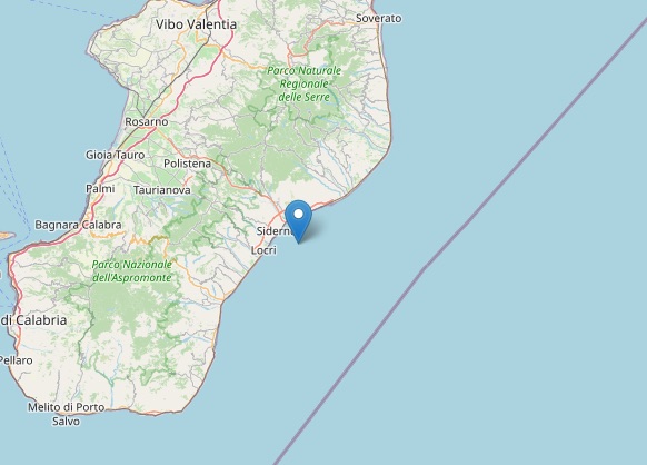 Terremoto di magnitudo ML 2.2 sulla Costa Calabra sud occidentale