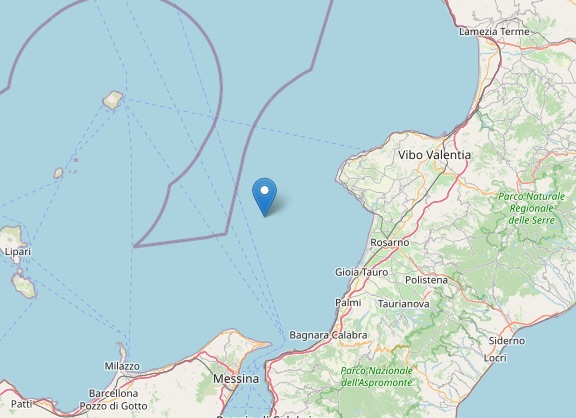 Terremoto di magnitudo ML 2.9 sulla Costa Calabra sud occidentale