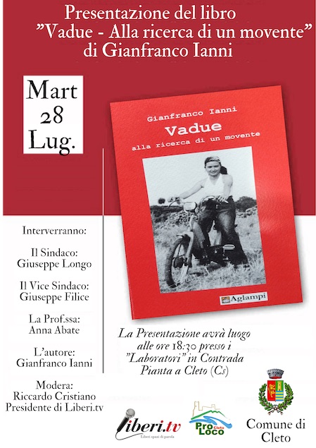 A Cleto presentazione del libro “Vadue – alla ricerca di un movente” di Gianfranco Ianni
