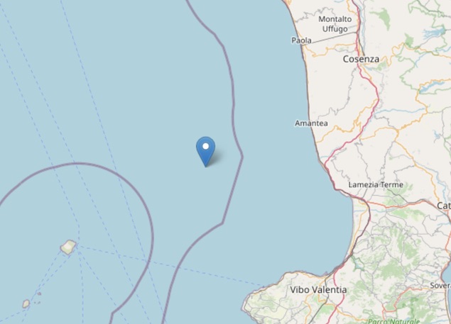 Terremoto di magnitudo ML 2.0 al largo di Nocera Terinese