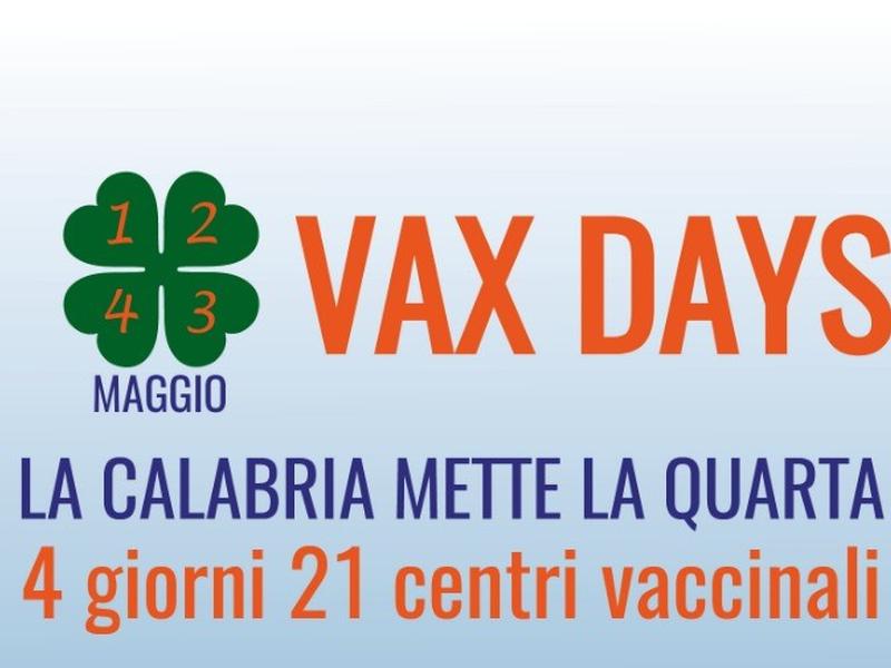 La Calabria mette la quarta: Vax Days dal 1 al 4 maggio