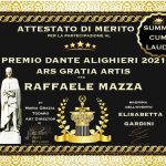 Raffaele Mazza riceve il premio Dante Alighieri ‘Ars Gratia Artis Summa Cum Laude'