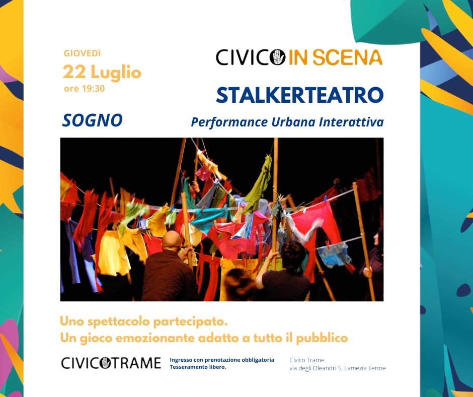 Civico Trame. La compagnia teatrale Stalker Teatro presenta la performance urbana interattiva “Sogno”