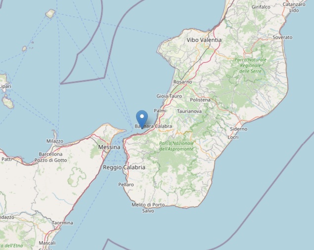 Nella notte terremoto di magnitudo ML 3.1 nello Stretto di Messina