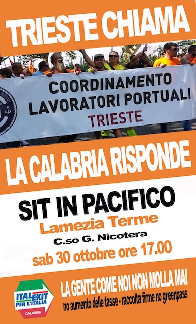Trieste chiama, la Calabria risponde. Domani manifestazione NO green pass
