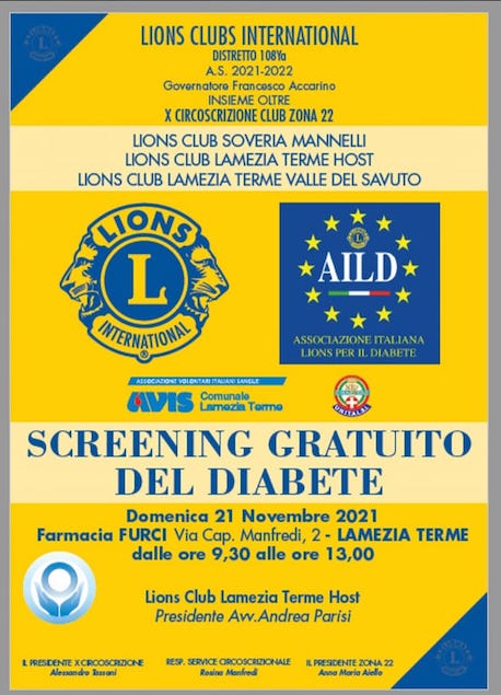 Lamezia. Il 21 novembre screening gratuito del diabete