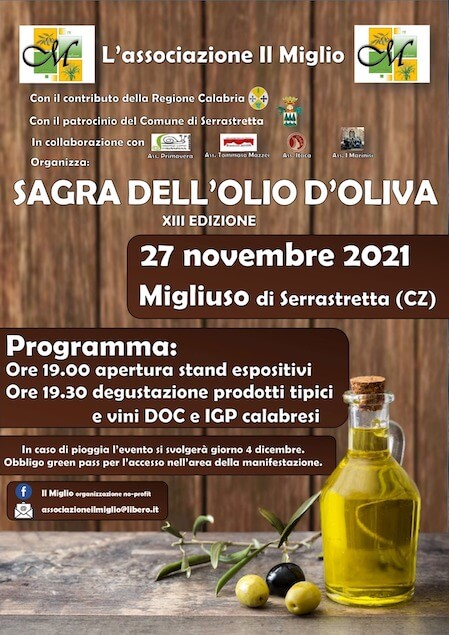 A Migliuso di Serrastretta la 13a edizione della sagra dell’olio d’oliva
