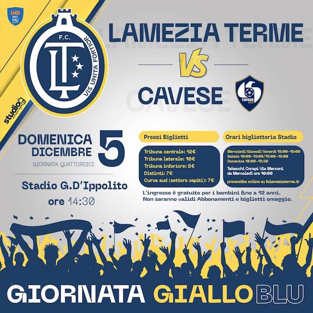F.C. Lamezia Terme, contro la Cavese sarà giornata gialloblu!