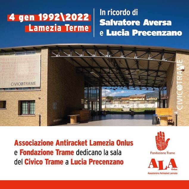 Associazione Antiracket Lamezia intitola la sala di Civico Trame a Lucia Precenzano
