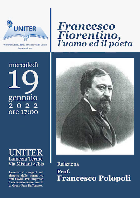 "Francesco Fiorentino. L'uomo e il poeta", se ne parla all'Uniter con il prof. Polopoli
