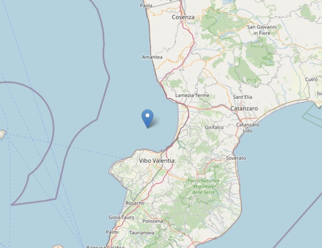 Terremoto: scossa di magnitudo ML 2.2 Costa Calabra sud occidentale