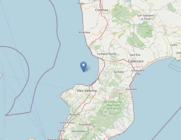 Terremoto: scossa di magnitudo ML 4.3 Costa Calabra sud occidentale