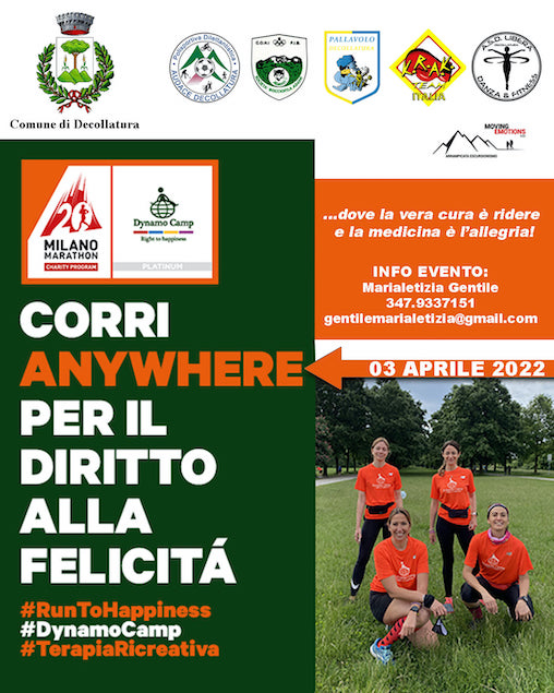 Corri Anywhere, la maratona Dynamo Camp sbarca a Decollatura: la corsa per la felicità