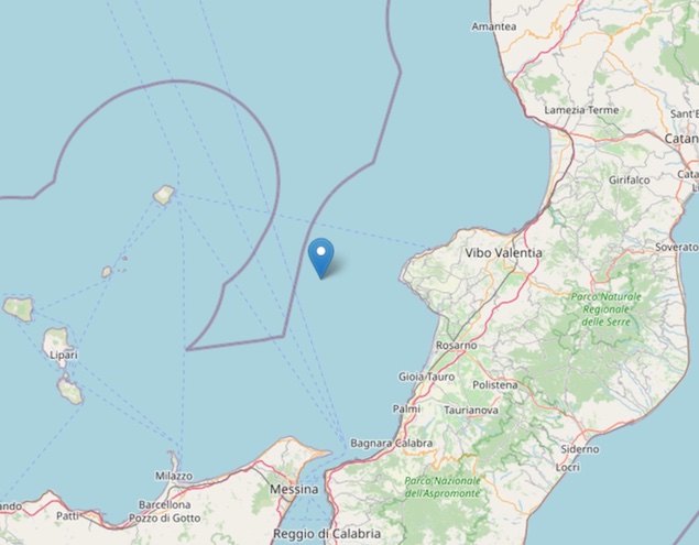 Terremoto di magnitudo ML 4.1 al largo della costa calabrese