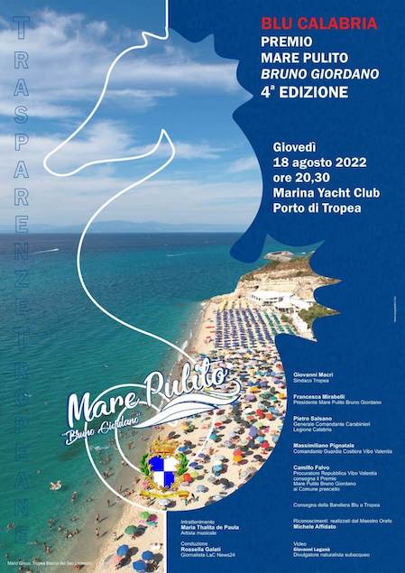 A Tropea la quarta edizione del premio Blu Calabria "Mare pulito Bruno Giordano"