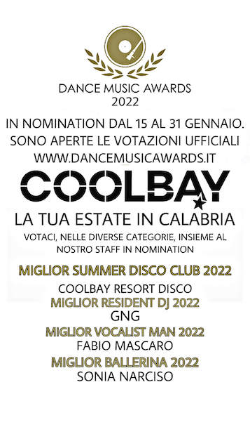Sosteniamo il CoolBay Resort Disco e il suo staff per i Dance Music Awards 2022