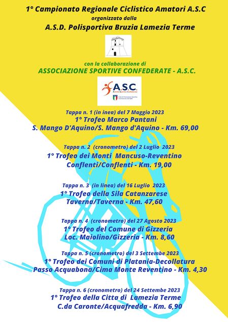 Il 27 aprile presentazione del 1° campionato regionale ciclistico amatori A.S.C.