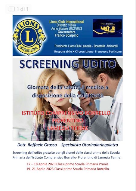 Lamezia. Screening udito gratuito per le prime classi dell'IC Borrello Fiorentino