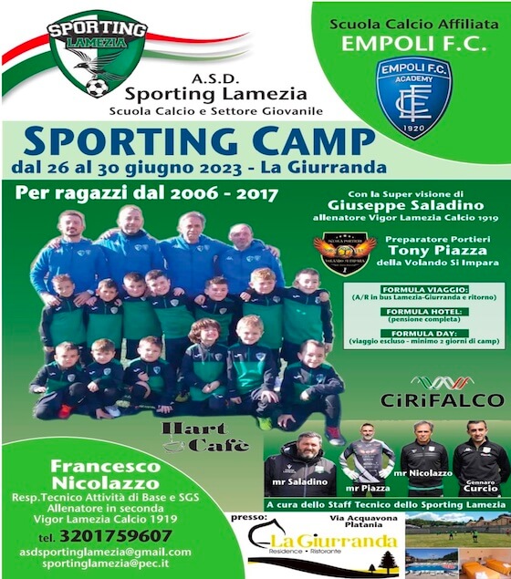 Sporting Lamezia: dal 26 al 30 giugno lo Sporting Camp