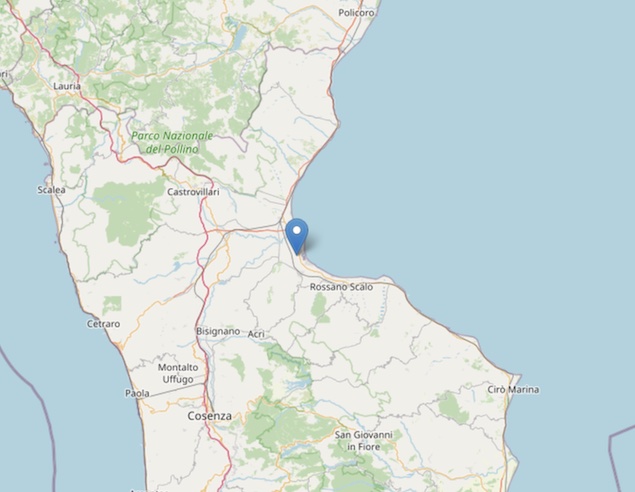 Terremoto: scossa di magnitudo ML 3.8 a Corigliano Rossano
