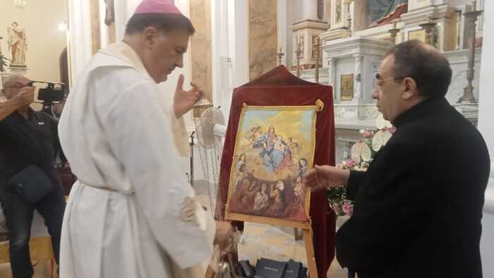Icona votiva Madonna del Carmine benedetta da Arcivescovo