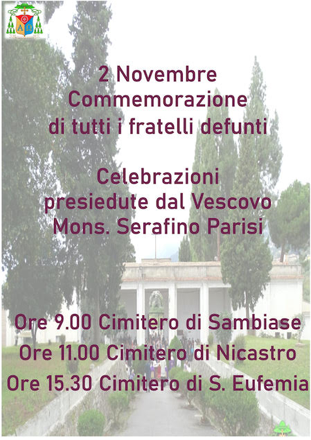 Lamezia. 2 novembre, le celebrazioni del vescovo Parisi ai cimiteri cittadini