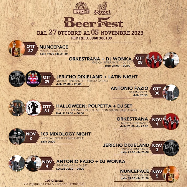 Lamezia. Dal 27 ottobre al 5 novembre il “Beer Fest 109 Officine”