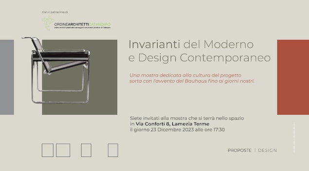 Lamezia. Il 23 dicembre mostra "Invarianti del Moderno e Design Contemporaneo”