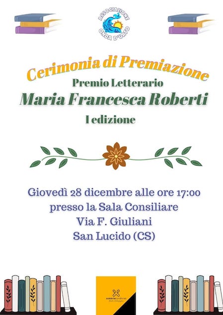 Premio Letterario Maria Francesca Roberti, i premiati
