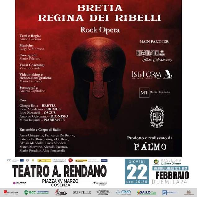 Rassegna L'Altro Teatro, Al Rendano arriva "Bretia Regina dei Ribelli - Rock Opera"