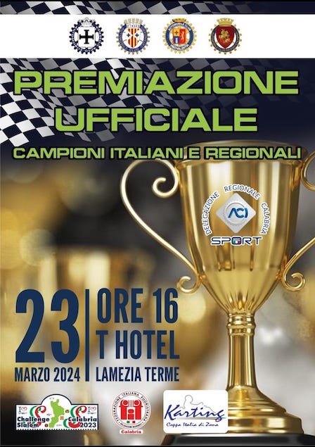 Il 23 marzo a Lamezia cerimonia premiazioni Aci Sport Calabria