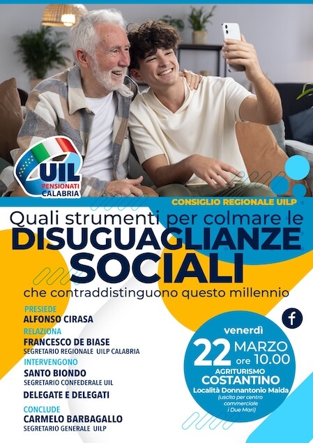 Colmare le disuguaglianze sociali: il focus del Consiglio regionale della Uilp Calabria