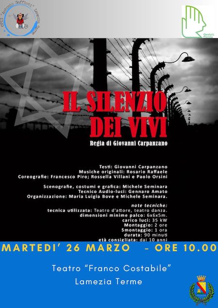 Lamezia. Il 26 marzo lo spettacolo di Giovanni Carpanzano “Il silenzio dei vivi”