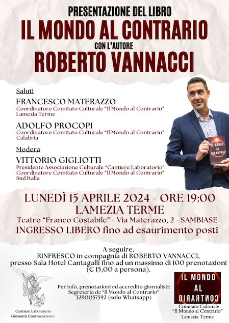 Il 15 aprile Roberto Vannacci presenterà il suo libro a Lamezia