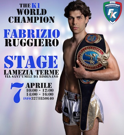 Il 7 Aprile il campione del mondo di Kickboxing Fabrizio Ruggiero a Lamezia
