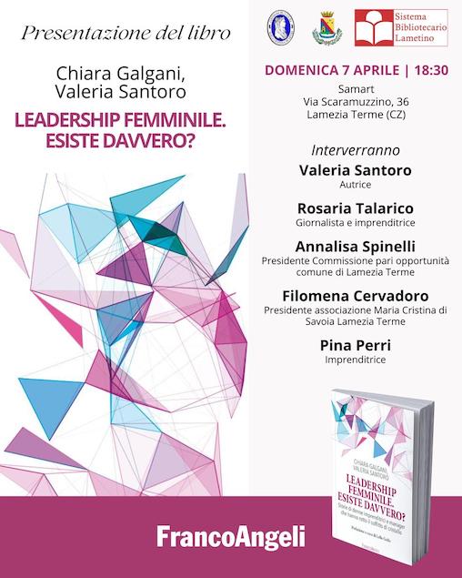 Leadership femminile, il 7 aprile a Lamezia presentazione del libro di Valeria Santoro
