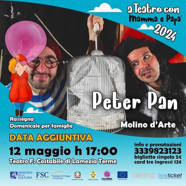 Il 12 maggio lo spettacolo "Peter Pan" al Teatro Costabile di Lamezia